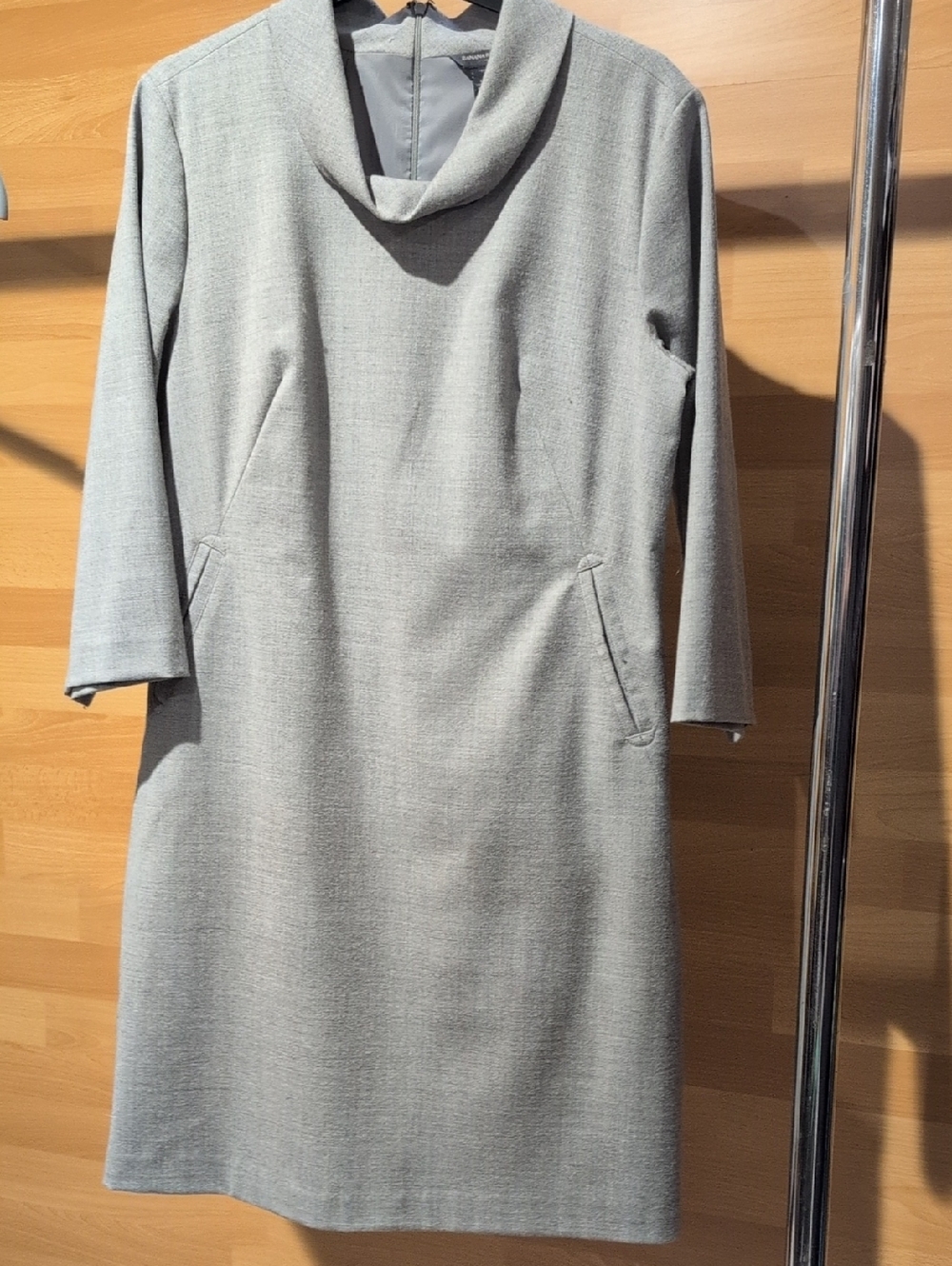Banana Republic Light Gray Midi Cowl Neck Dress